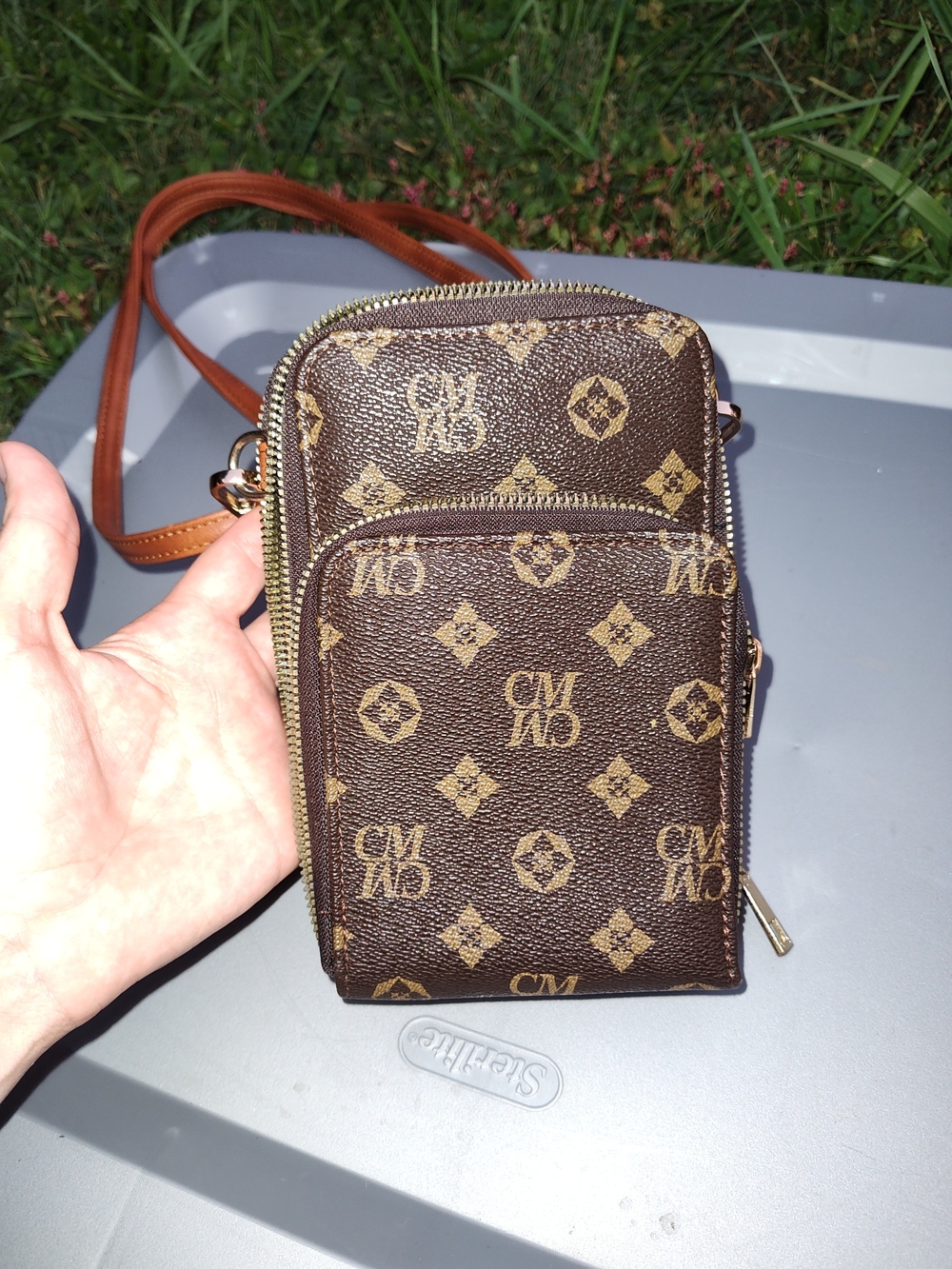 Brown Monogram Crossbody Phone/Cardholder Bag